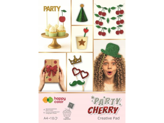 Blok PARTY Cherry, A4, 10 ark, holographic + brokat, 75-150 g/m2, Happy Color [opakowanie=5szt]