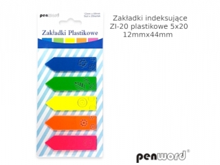 ZAKŁADKI INDEKSUJĄCE ZI-20 PLASTIKOWE 5x20 12mmx44mm