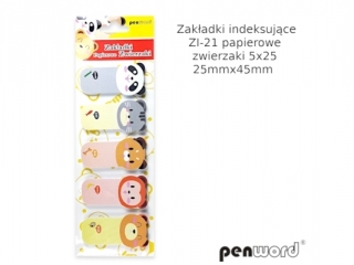 ZAKŁADKI INDEKSUJĄCE ZI-21 PAPIEROWE ZWIERZAKI 5x25 25mmx45mm