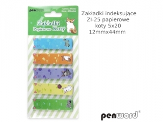 ZAKŁADKI INDEKSUJĄCE ZI-25 PAPIEROWE KOTY 5x20 12mmx44mm