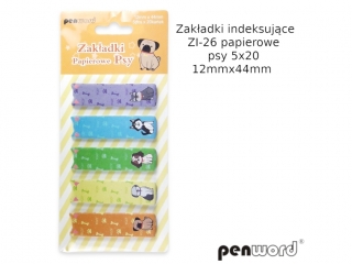 ZAKŁADKI INDEKSUJĄCE ZI-26 PAPIEROWE PSY5x20 12mmx44mm
