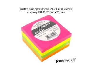 KOSTKA SAMOPRZYLEPNA ZI-29 4 KOLORY FLUO76mmx76mm 400 KARTEK