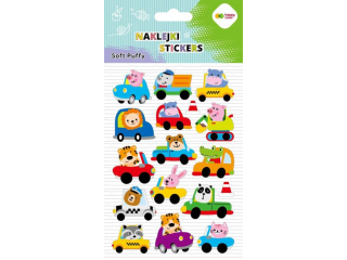 Naklejki 3D SOFT PUFFY - Animal Cars, 110X205 mm, Happy Color | DOSTPNE NA POCZTKU LISTOPADA [opakowanie=5szt]