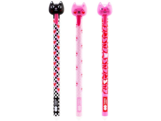 D�ugopis wymazywalny Love Cats, automatyczny, 0.5mm, niebieski, display 36 szt., �Happy Color