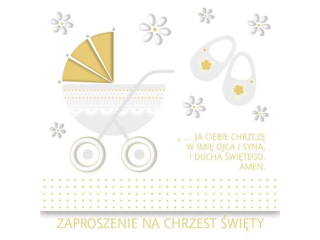 Zaproszenie POL-MAK 10szt. Chrzest kwadrat ZKW 120x120 z kopertą ZKW_CHR_56254