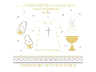 Zaproszenie POL-MAK 10szt. Chrzest kwadrat ZKW 120x120 z kopertą ZKW_CHR_56255