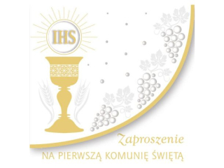 Zaproszenie POL-MAK 10szt. Komunia kwadrat ZKW 120x120 z kopertą ZKW_KOM_57187
