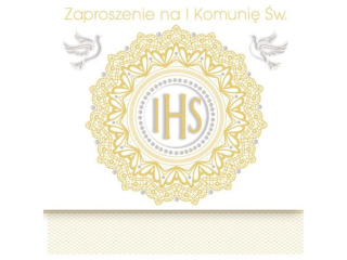 Zaproszenie POL-MAK 10szt. Komunia kwadrat ZKW 120x120 z kopertą ZKW_KOM_57190