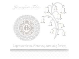 Zaproszenie POL-MAK 10szt. Komunia kwadrat ZKW 120x120 z kopertą ZKW_KOM_57193