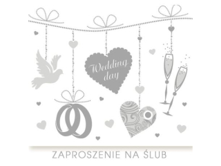 Zaproszenie POL-MAK 10szt. Ślub kwadrat ZKW 120x120 Ślub z kopertą ZKW_SL_40607