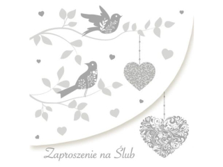 Zaproszenie POL-MAK 10szt. Ślub kwadrat ZKW 120x120 Ślub z kopertą ZKW_SL_40608