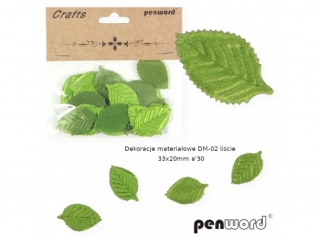 DEKORACJE MATERIAŁOWE DM-02 LIŚCIE 33x20mm a30