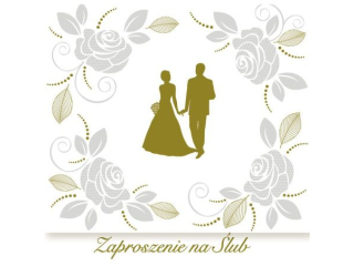 Zaproszenie POL-MAK 10szt. Ślub kwadrat ZKW 120x120 Ślub z kopertą ZKW_SL_40625