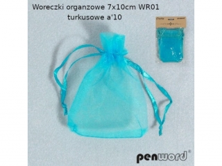 WORECZKI ORGANZOWE 7x10cm WR01 TURKUSOWE a10