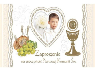 Zaproszenie POL-MAK 10szt. Komunia składane ZS 160x95 z kopertą ZS_KOM_25842