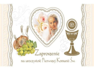 Zaproszenie POL-MAK 10szt. Komunia składane ZS 160x95 z kopertą ZS_KOM_25845