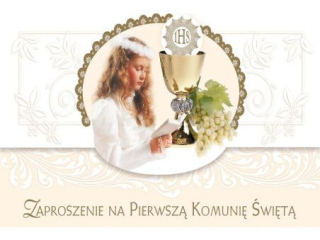 Zaproszenie POL-MAK 10szt. Komunia składane ZS 160x95 z kopertą ZS_KOM_25846
