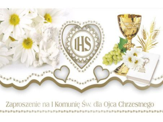 Zaproszenie POL-MAK 10szt. Komunia sk�adane ZS 160x95 z kopert� ZS_KOM_26564