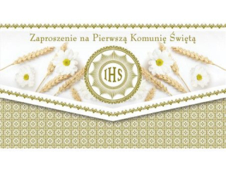 Zaproszenie POL-MAK 10szt. Komunia sk�adane ZS 160x95 z kopert� ZS_KOM_43227