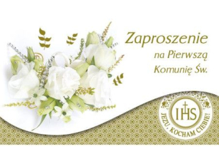 Zaproszenie POL-MAK 10szt. Komunia składane ZS 160x95 z kopertą ZS_KOM_43229