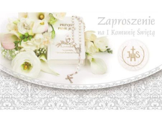 Zaproszenie POL-MAK 10szt. Komunia sk�adane ZS 160x95 z kopert� ZS_KOM_57267