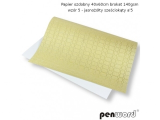 PAPIER OZDOBNY 40x60cm BROKAT 140gsm WZR 5 - JASNOӣTY SZECIOKTY a5