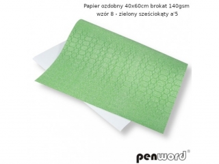 PAPIER OZDOBNY 40x60cm BROKAT 140gsm WZR 8 - ZIELONY SZECIOKTY a5