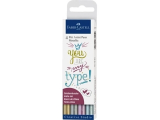 ZESTAW PITT ARTIST PEN HANDLETTERING 4 S ZT. W ETUI, ODCIENIE METALICZNE FABER-CASTELL