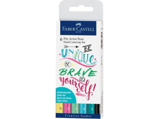 ZESTAW PITT ARTIST PEN HANDLETTERING 6 S ZT. W ETUI, ODCIENIE PASTELOWE FABER-CASTELL