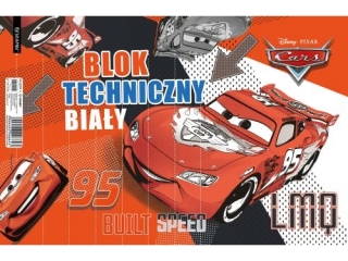 BLOK TECHNICZNY BIAŁY A4/10k. CARS (opakowanie=10szt) NOWOŚĆ