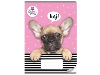 ZESZYT A5/16k. Trzy linie - PIES THE SWEET PETS [opakowanie=20szt]