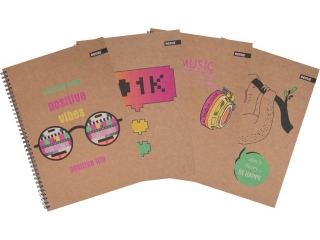 KOOZESZYT A4/80 KARTEK KRATKA KRAFT FLUO (opakowanie=5 szt)