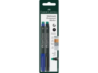 MULTIMARK OHP PERMANENTNY M 2 SZT. NIEBIESKI/CZARNY BLISTER FABER-CASTELL [opakowanie=10szt]