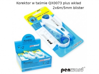 KOREKTOR W TAMIE QX0073 PLUS WKAD 2x6m/5mm BLISTER [opakowanie=12szt](SZPSH)