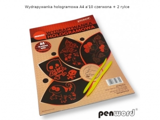 WYDRAPYWANKA HOLOGRAMOWA A5 a10 CZERWONA + 2 rylce