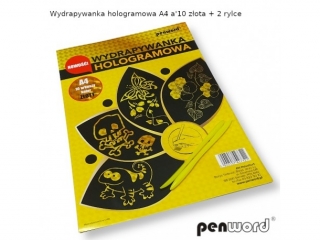 WYDRAPYWANKA HOLOGRAMOWA A4 a10 ZŁOTA + 2 rylce