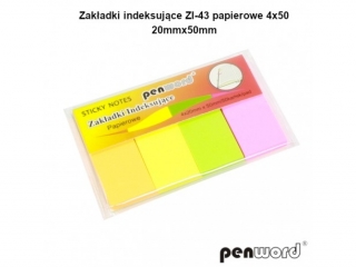 ZAKŁADKI INDEKSUJĄCE ZI-43 PAPIEROWE 4x50 20mmx50mm