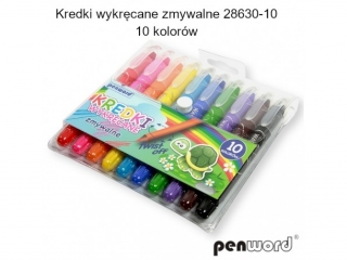 KREDKI WYKRĘCANE ZMYWALNE 28630-10 10 KOLORÓW (SZPSH)