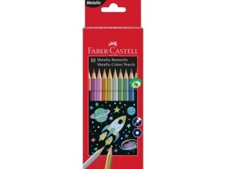 KREDKI OŁÓWKOWE METALICZNE SZEŚCIOKĄTNE 10 KOL. FABER-CASTELL