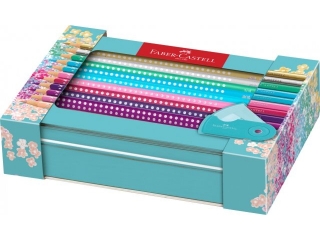 KREDKI OŁÓWKOWE SPARKLE+AKCESORIA ZESTAW W METALOWYM OPAKOWANIU UPOMINKOWYM FABER-CASTELL