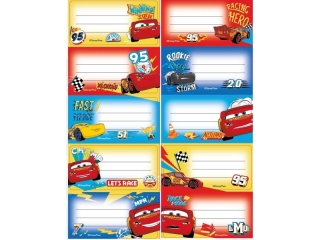 NAKLEJKI NA ZESZYTY / CARS [opakowanie=15szt]