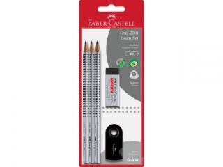 ZESTAW GRIP 2001 (3XOWEK+GUMKA DUST FR EE CZARNA+TEMPERWKA SLEEVE) FABER-CASTELL [opakowanie=10szt]
