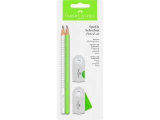 ZESTAW SPARKLE x SLEEVE NEON ZIELONY/ BI AŁY BLISTER FABER-CASTELL