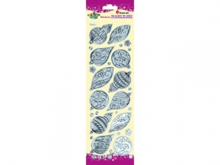 NAKLEJKI DO DEKORACJI BOŻE NARODZENIE PFH11 BOMBKII_NA FOLII_PRZEZROCZYSTE SREBRNE