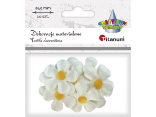 Dekoracje materiałowe kwiaty O45mm biało-żółte 10szt. TITWLK