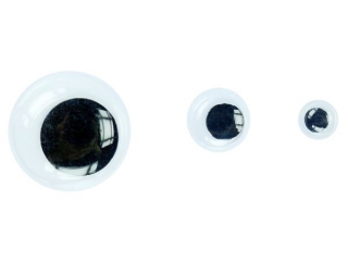 Oczy bez kleju czarne zestaw 3 rozmiarw bez rzs 80szt. 5mm-30szt., 8mm-25 szt., 15mm-25szt.
