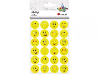 Naklejki papierowe emotikony O17mm żółte 24szt. 10 arkuszy