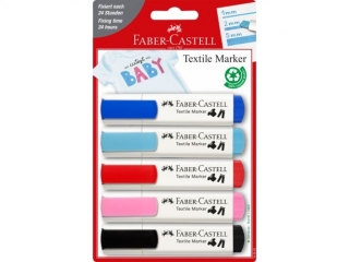 MARKERY DO TKANIN ZESTAW BABY SHOWER 5 SZT. BLISTER FABER-CASTELL