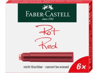 NABOJE ATRAMENTOWE KRÓTKIE CZERWONE 6 SZ T. KARTONIK FABER-CASTELL