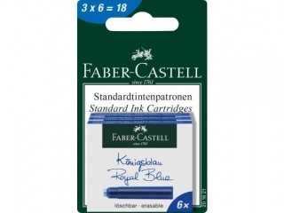 NABOJE ATRAMENTOWE KRTKIE NIEBIESKIE 3X KARTONIK 6 SZT. FABER-CASTELL [opakowanie=8szt]